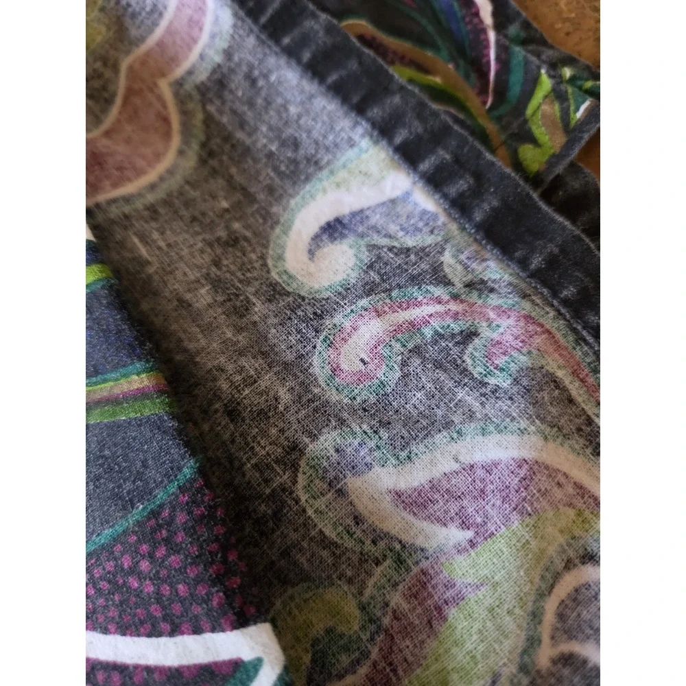 World Market 60x90 Medallion Tablecloth Purple Green Cotton Boho Baroque